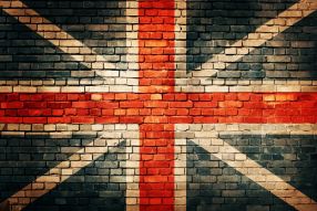 Фреска Флаг Великобритании на кирпичной стене