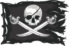 Фотообои Одноглазый череп на пиратском флаге