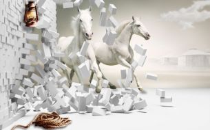 Фотообои 3D Белые кони