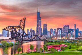 Фреска Чикаго на закате