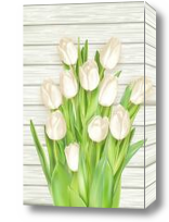 Картина Букет тюльпанов на белых досках